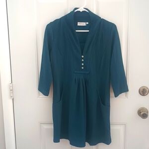 Apt Designs peacock blue bohemian tunic style three quarter sleeve top size S